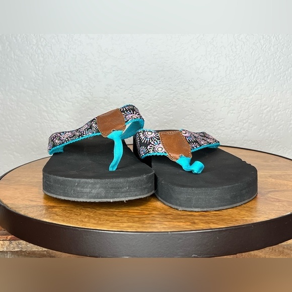 282. Capelli of New York Thong Sandals Black/Teal 9 - Picture 3 of 8